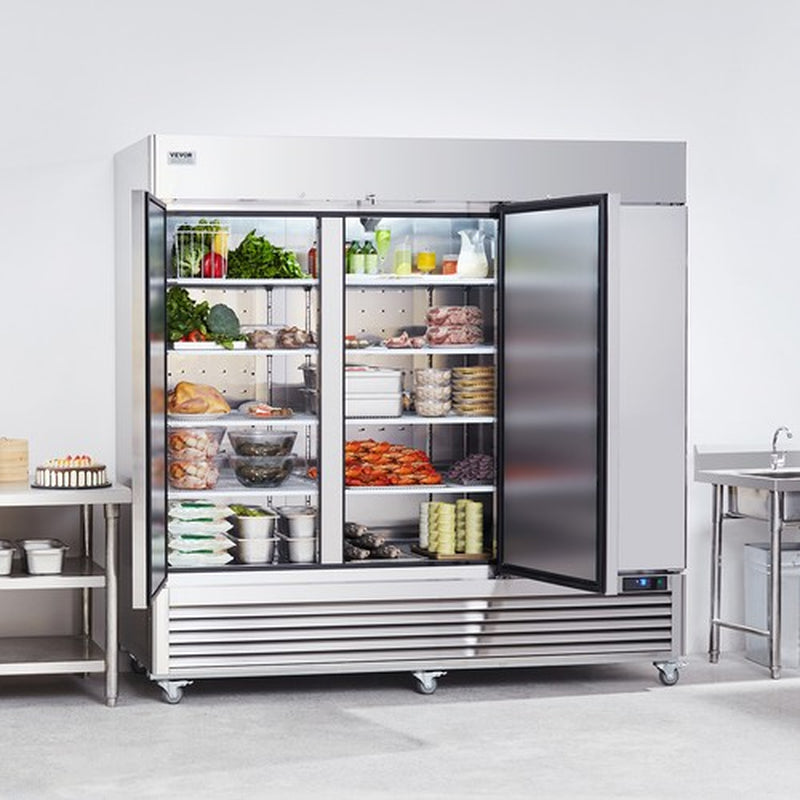 VEVOR Commercial Refrigerator 60.42 Cu.Ft Reach in Upright Refrigerator 3 Doors
