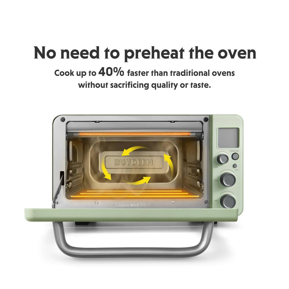 12.5 Qt Mini Digital Toaster Oven 1600W No Preheat Needed Small Toaster Oven (Cozy Greenish)