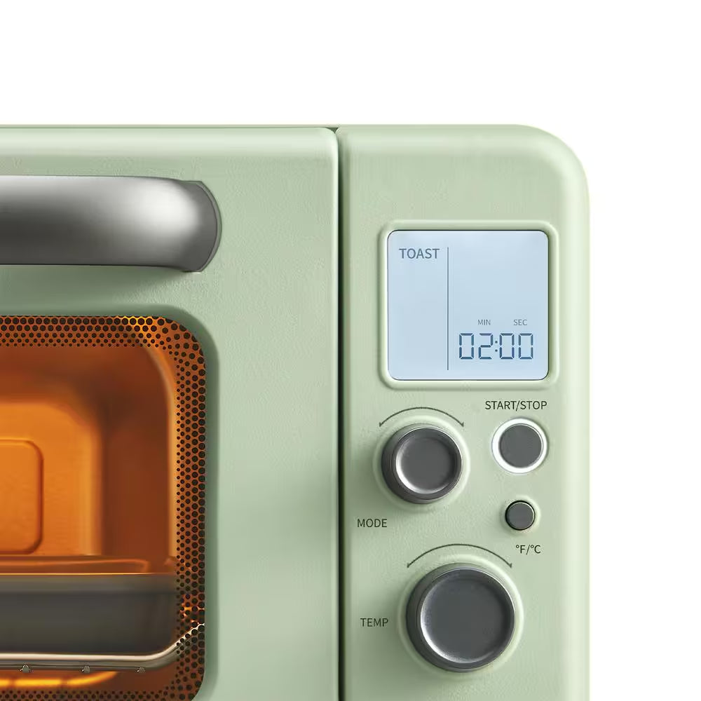12.5 Qt Mini Digital Toaster Oven 1600W No Preheat Needed Small Toaster Oven (Cozy Greenish)