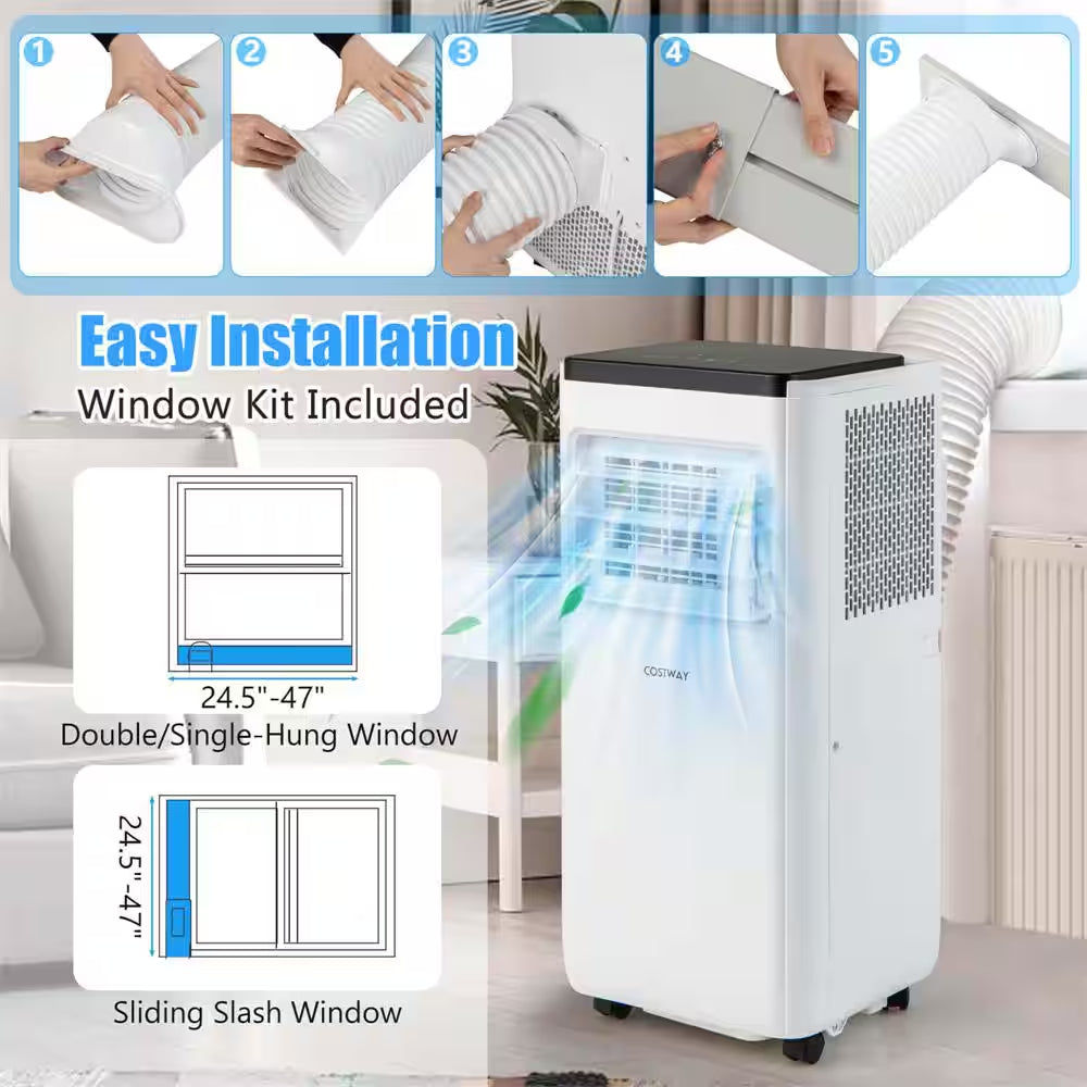 5000 (DOE) BTU Portable Air Conditioner Cools 250 Sq. Ft. with Dehumidifier in White