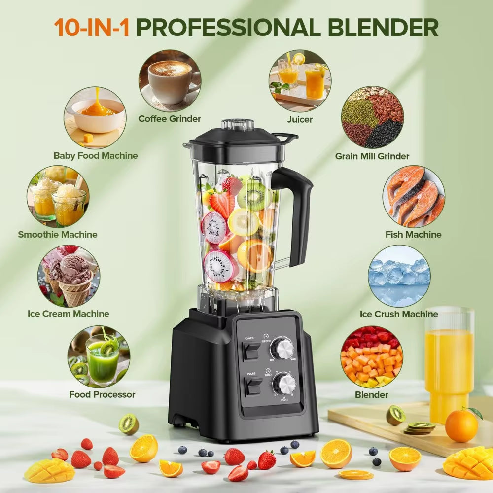 Blenders for Kitchen, Smoothie Blender - 1800W Professional Countertop Blender with 68Oz Dishwasher-Safe Pitcher, Ice Crusher Fo
