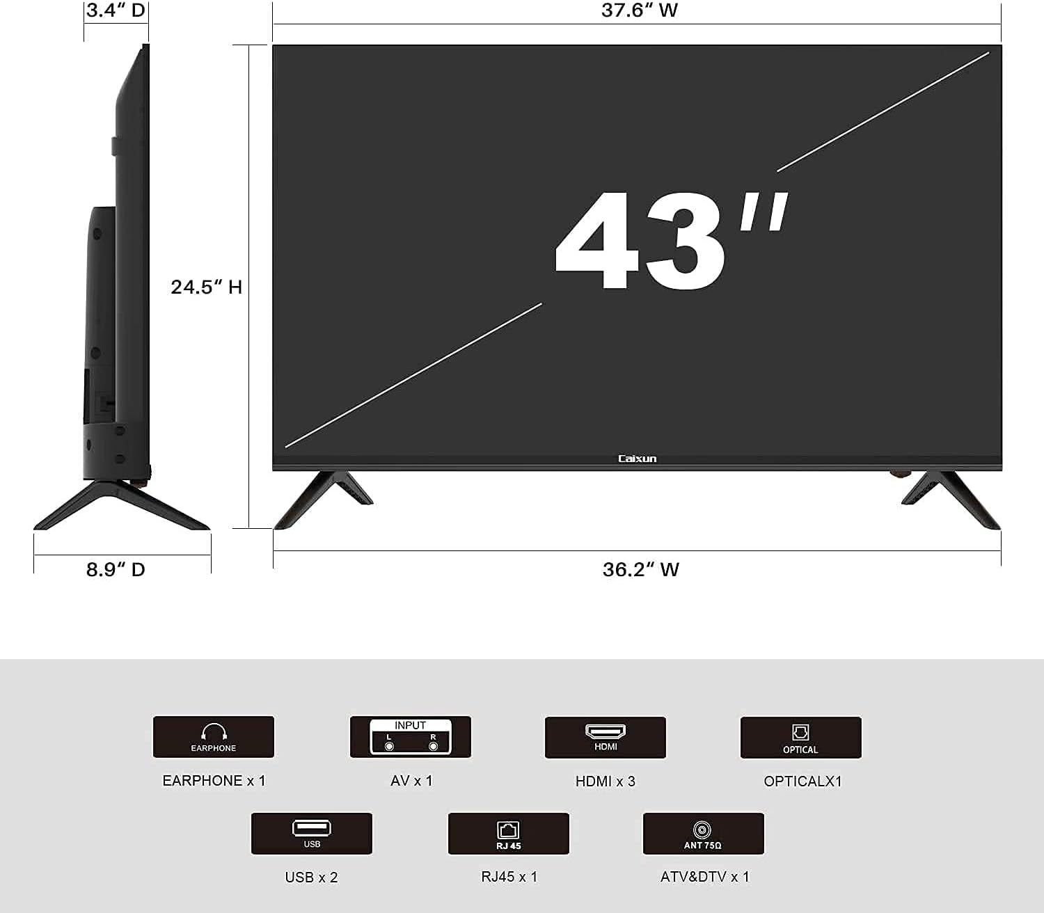 EC43S1UA, 43 Inch 4K UHD HDR LED Smart Android TV with Google Assistant (Voice Control), Screen Share, HDMI, USB