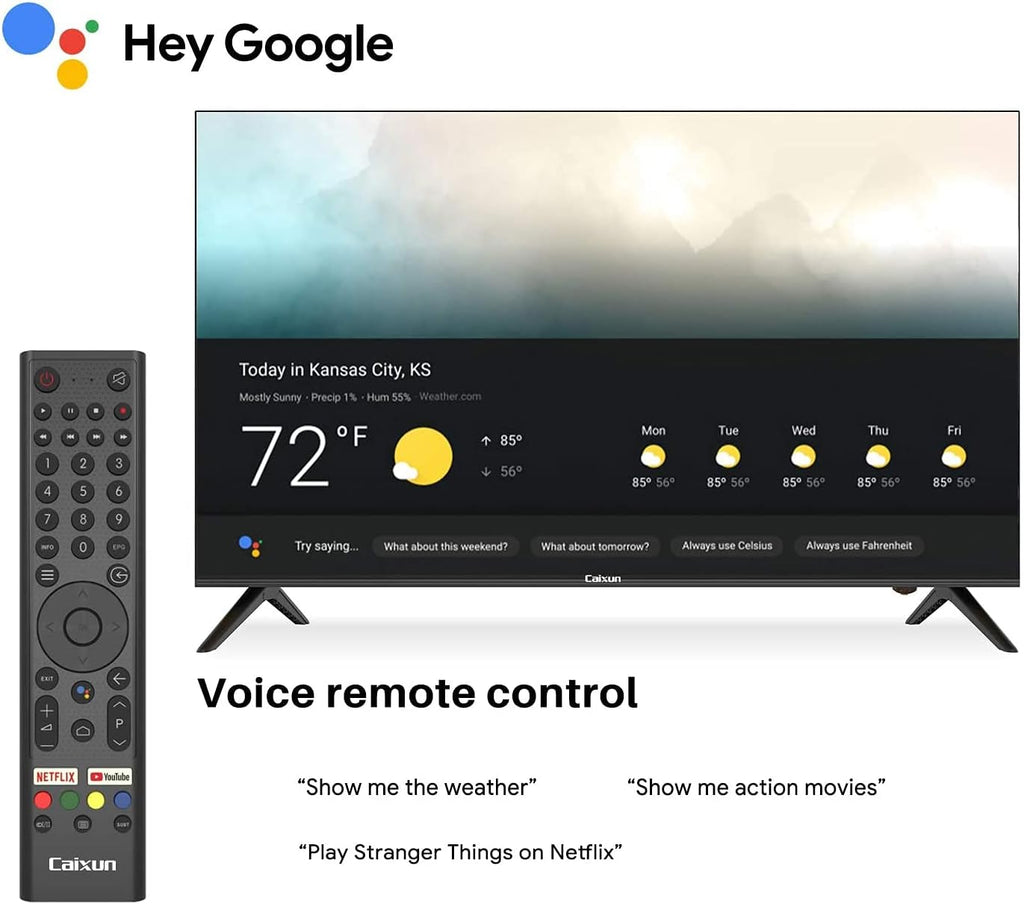 EC43S1UA, 43 Inch 4K UHD HDR LED Smart Android TV with Google Assistant (Voice Control), Screen Share, HDMI, USB