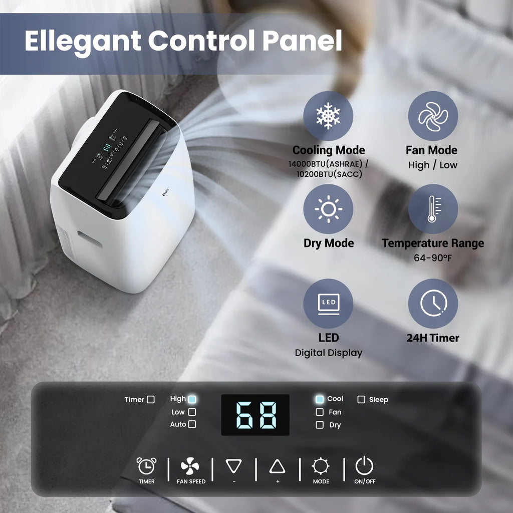 Portable Air Conditioners Unit 10200BTU(14000 BTU ASHRAE), Dehumidifier, Cooling, Fan, Remote Control, 450 Sq. Ft