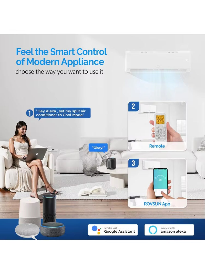 20000 BTU Dual Zone WIFI Mini Split Ac/Heating System, 20 SEER2 2 Zone 12000 + 12000 BTU Ductless Split Air Conditioner W