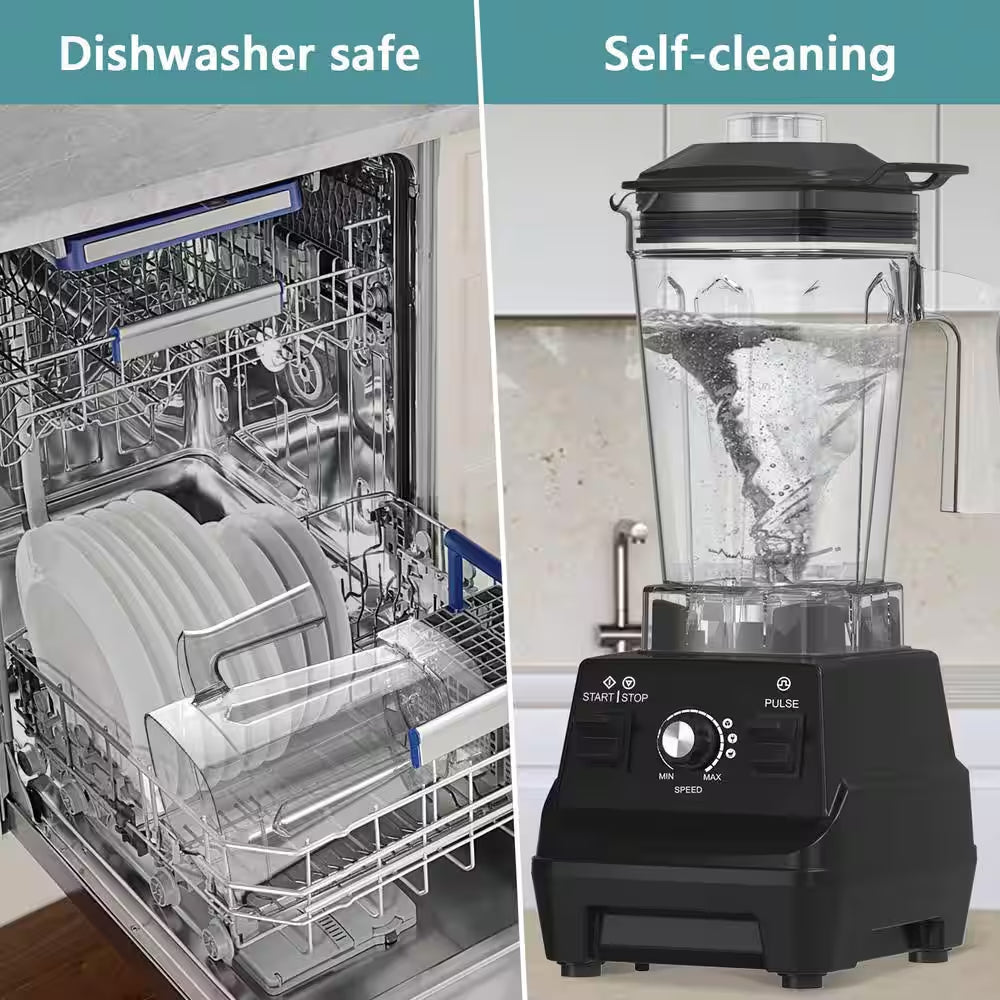 60 Oz. 3-Speed Black 1800W Blender with Durable Stainless Steel Blades for Shakes and Smoothies, Nuts, Ice and Fruits