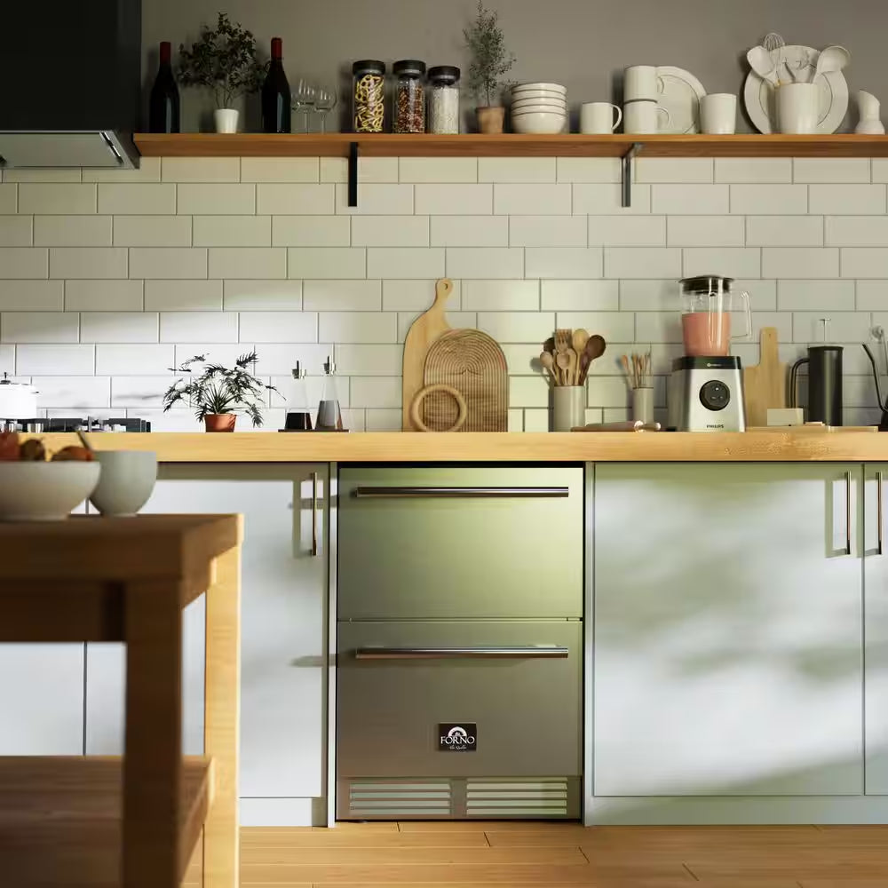 Como 24 In. Single Zone Beverage and Wine Cooler Drawer Refrigerator in Stainless Steel