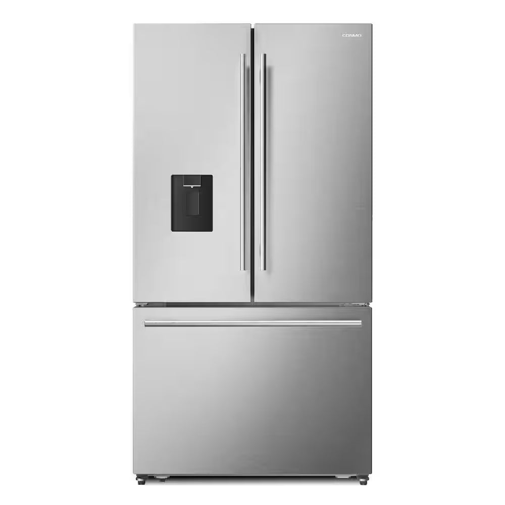 22.4 Cu. Ft. 3-Door French Door Refrigerator with Water Dispenser and Ice Maker in Stainless Steel, Counter Depth
