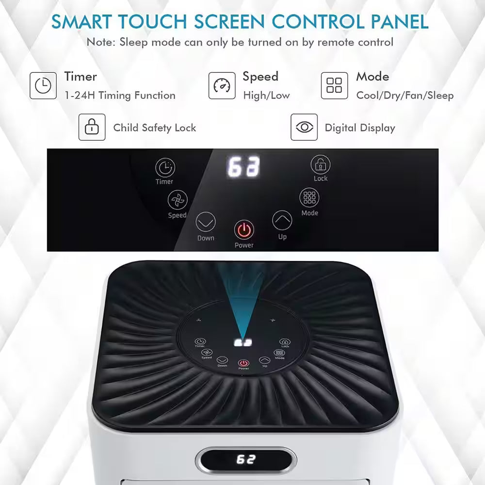 7,000 (DOE) BTU Portable Air Conditioner Cools 350 Sq. Ft. with Humidifier and Remote Control in White