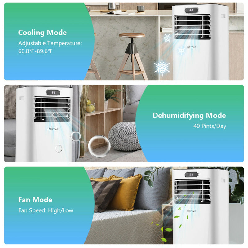 8000 Btu(Ashrae) 3-In-1 Portable Air Conditioner with Remote Control