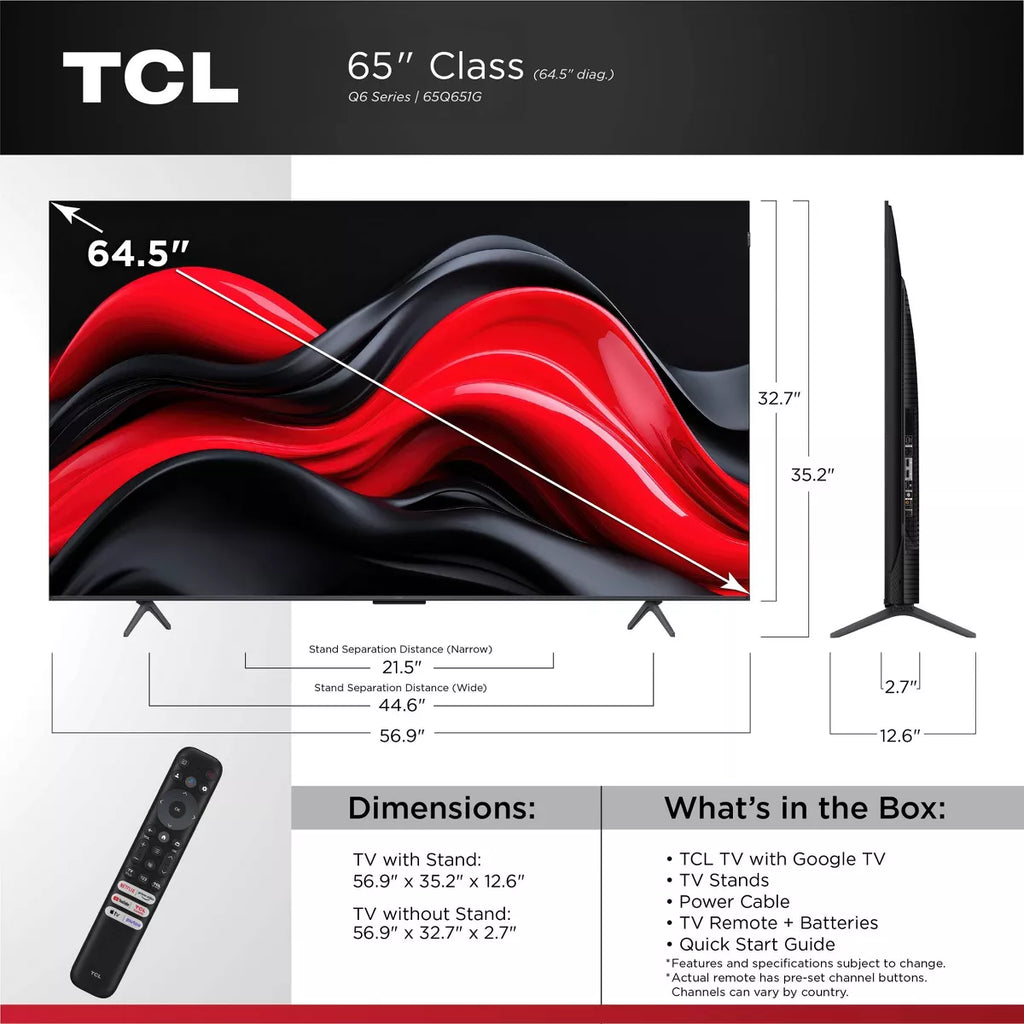 TCL Class Q6-Series 4K UHD HDR QLED Smart Google TV