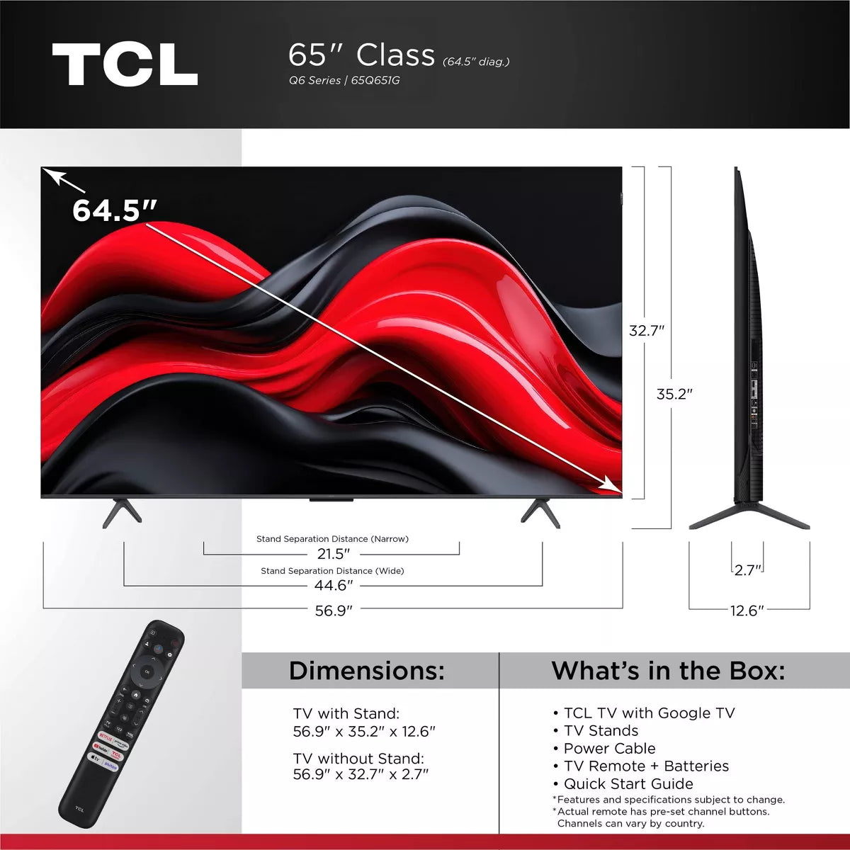 TCL Class Q6-Series 4K UHD HDR QLED Smart Google TV