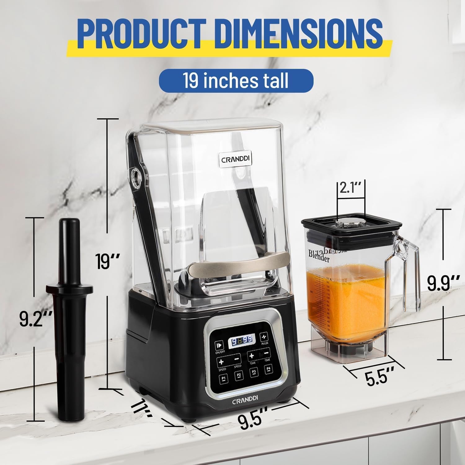 Commercial Smart Smoothie Blender - 2200W High-Power Professional Blenders for Smoothies & More, 4 Pre-Set Programs, Quiet Blender with Removable Shield, 52Oz Jar, 120V, K80TS (Black)