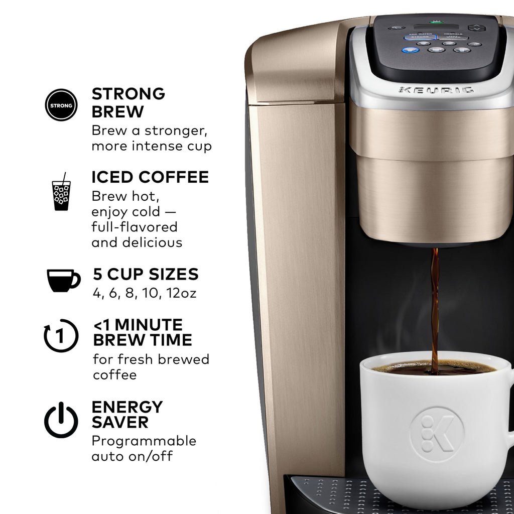 K-Elite, Single Serve K-Cup Pod Coffee Maker, Brushed Gold