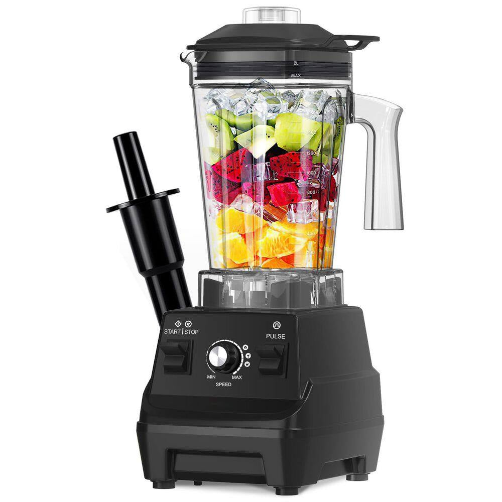 60 Oz. 3-Speed Black 1800W Blender with Durable Stainless Steel Blades for Shakes and Smoothies, Nuts, Ice and Fruits