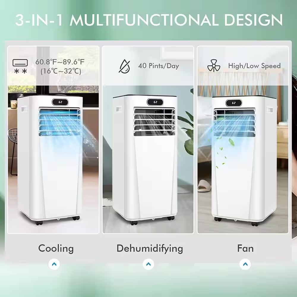 7,000 (DOE) BTU Portable Air Conditioner Cools 350 Sq. Ft. with Humidifier and Remote Control in White