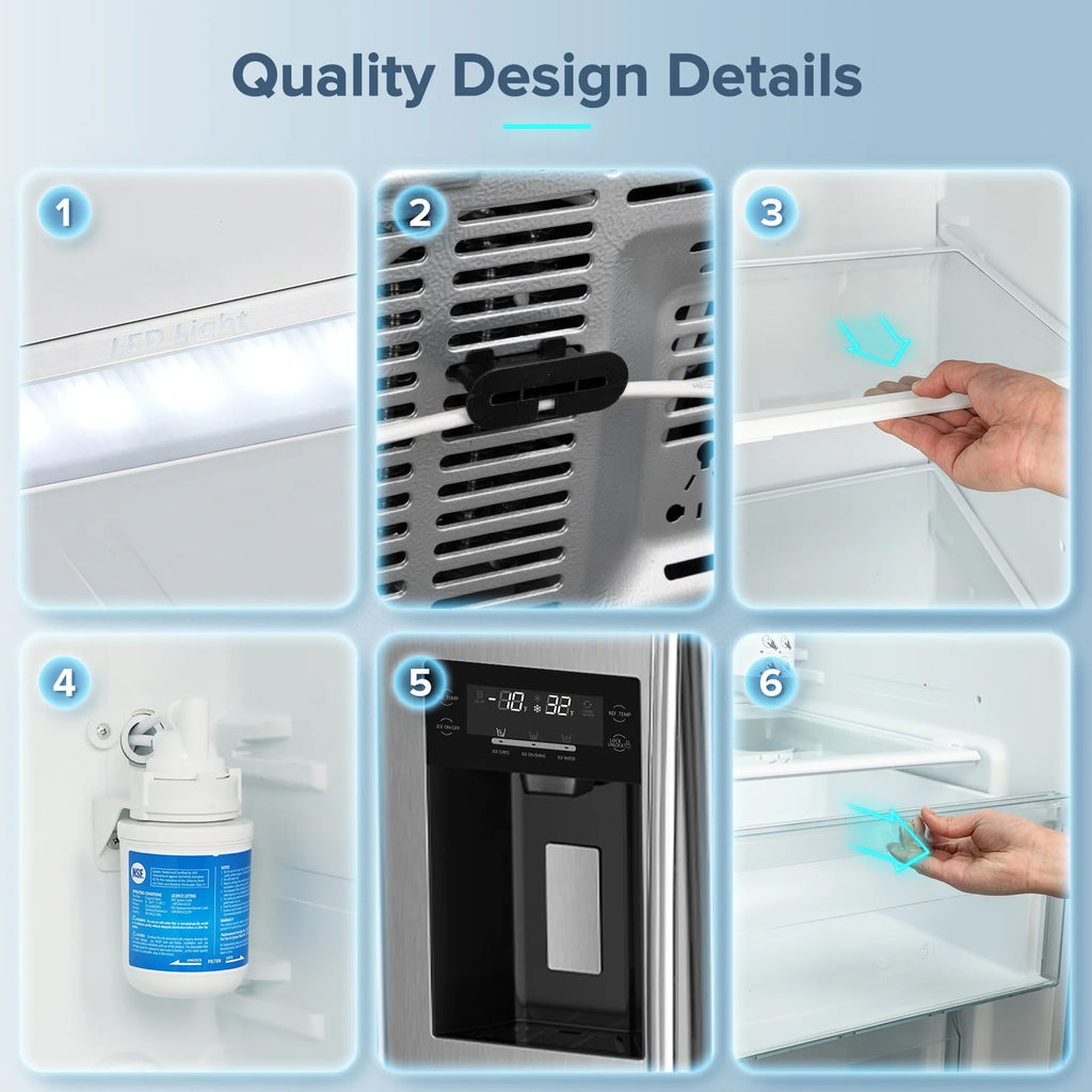 21 Cu.Ft. 36" Depth French Door Refrigerator with Ice & Water Dispenser, Auto Defrost, Gray Stainless Steel