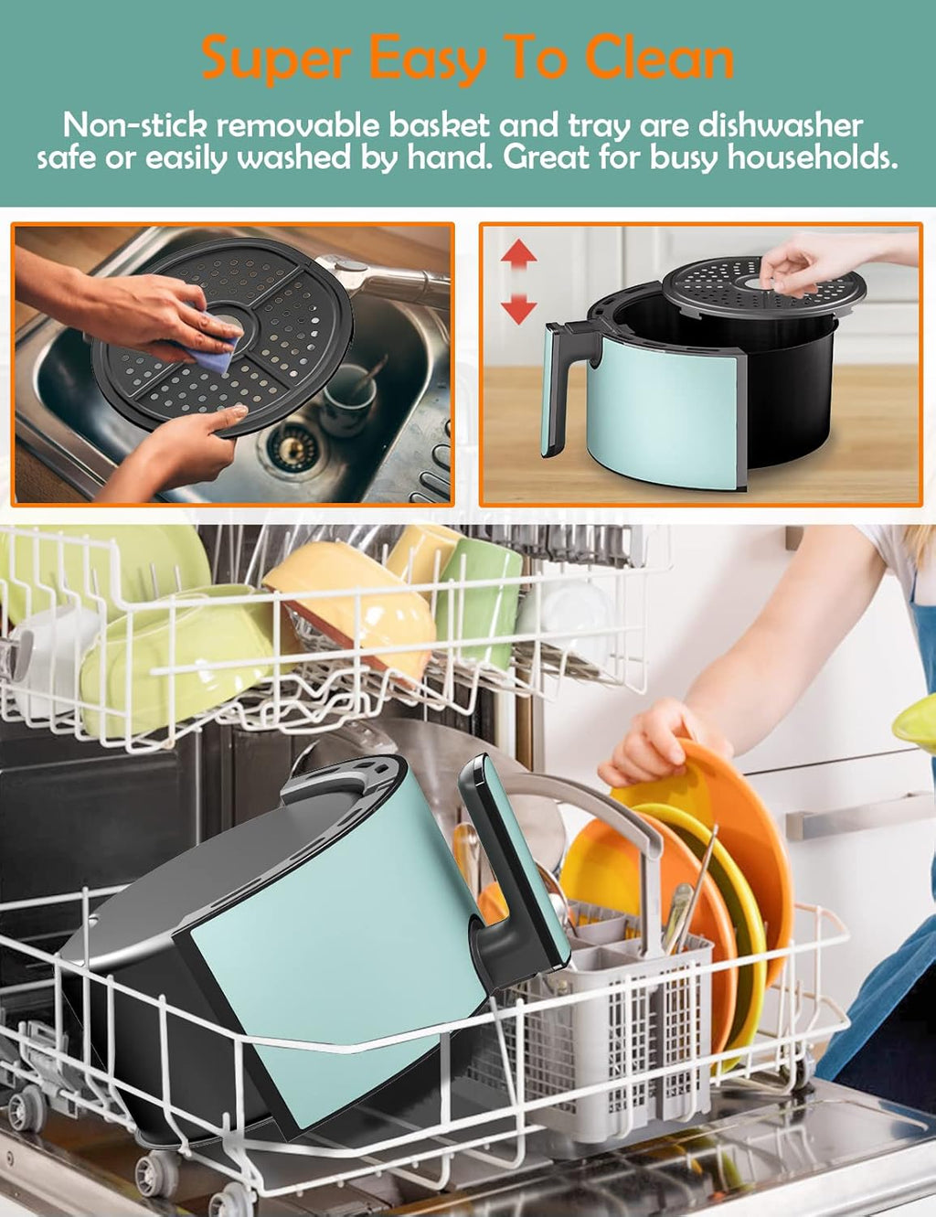 Air Fryer 5.8 Quart Hot Air Fryer Oven with Digital Touch Screen Airfryer with Nonstick Basket Dishwasher Friendly up to 400℉ Large Air Fryer for 2–5 Family Members