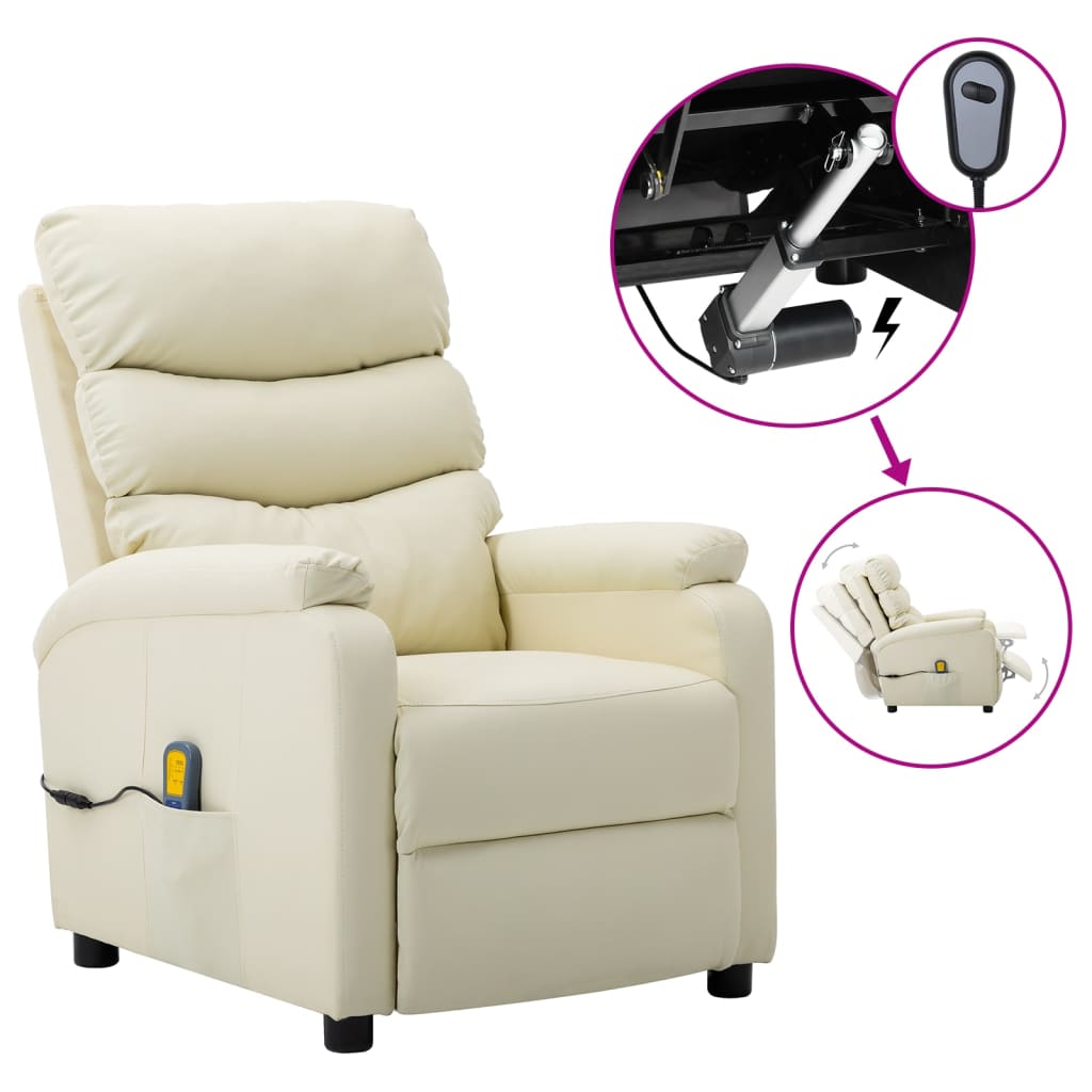 vidaXL Massage Chair Massaging Recliner Sleeper Chair for Elderly Faux Leather