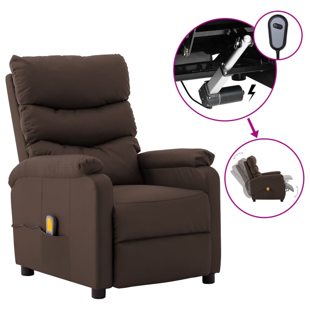 vidaXL Massage Chair Massaging Recliner Sleeper Chair for Elderly Faux Leather