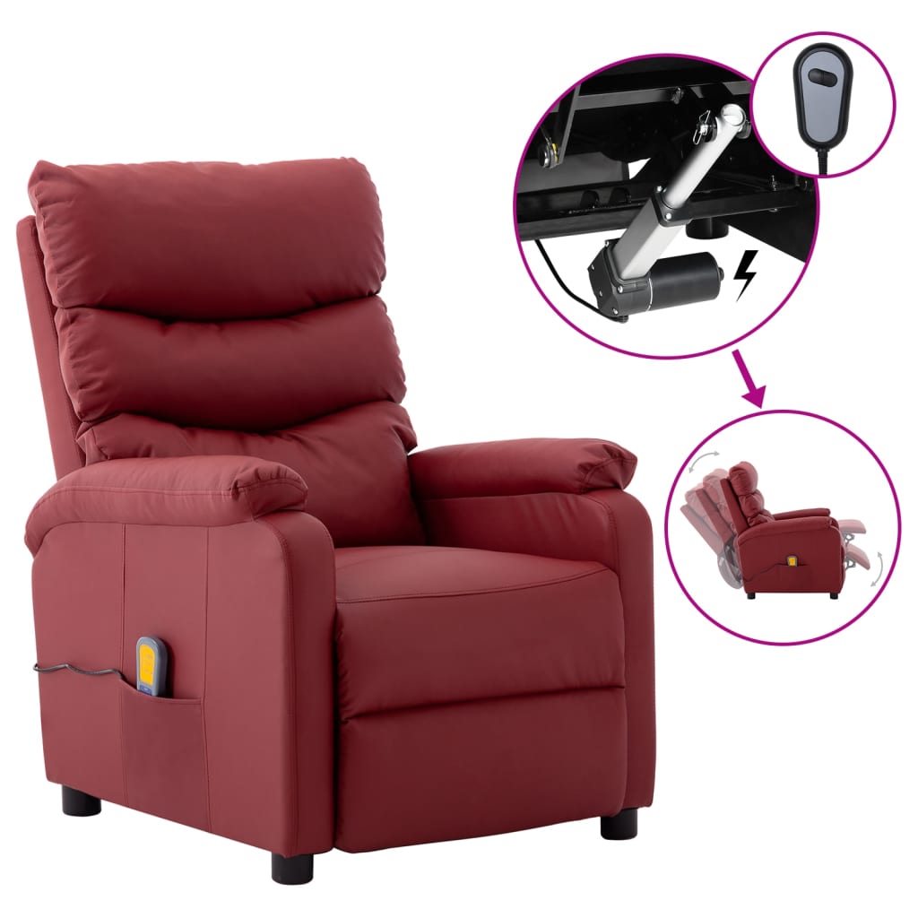 vidaXL Massage Chair Massaging Recliner Sleeper Chair for Elderly Faux Leather