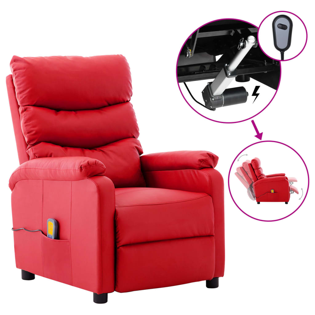 vidaXL Massage Chair Massaging Recliner Sleeper Chair for Elderly Faux Leather