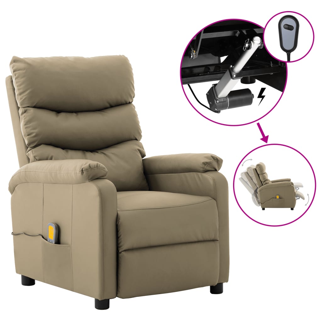 vidaXL Massage Chair Massaging Recliner Sleeper Chair for Elderly Faux Leather