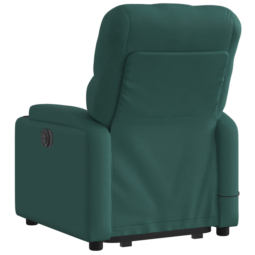 vidaXL Stand up Massage Recliner Chair Dark Green Fabric