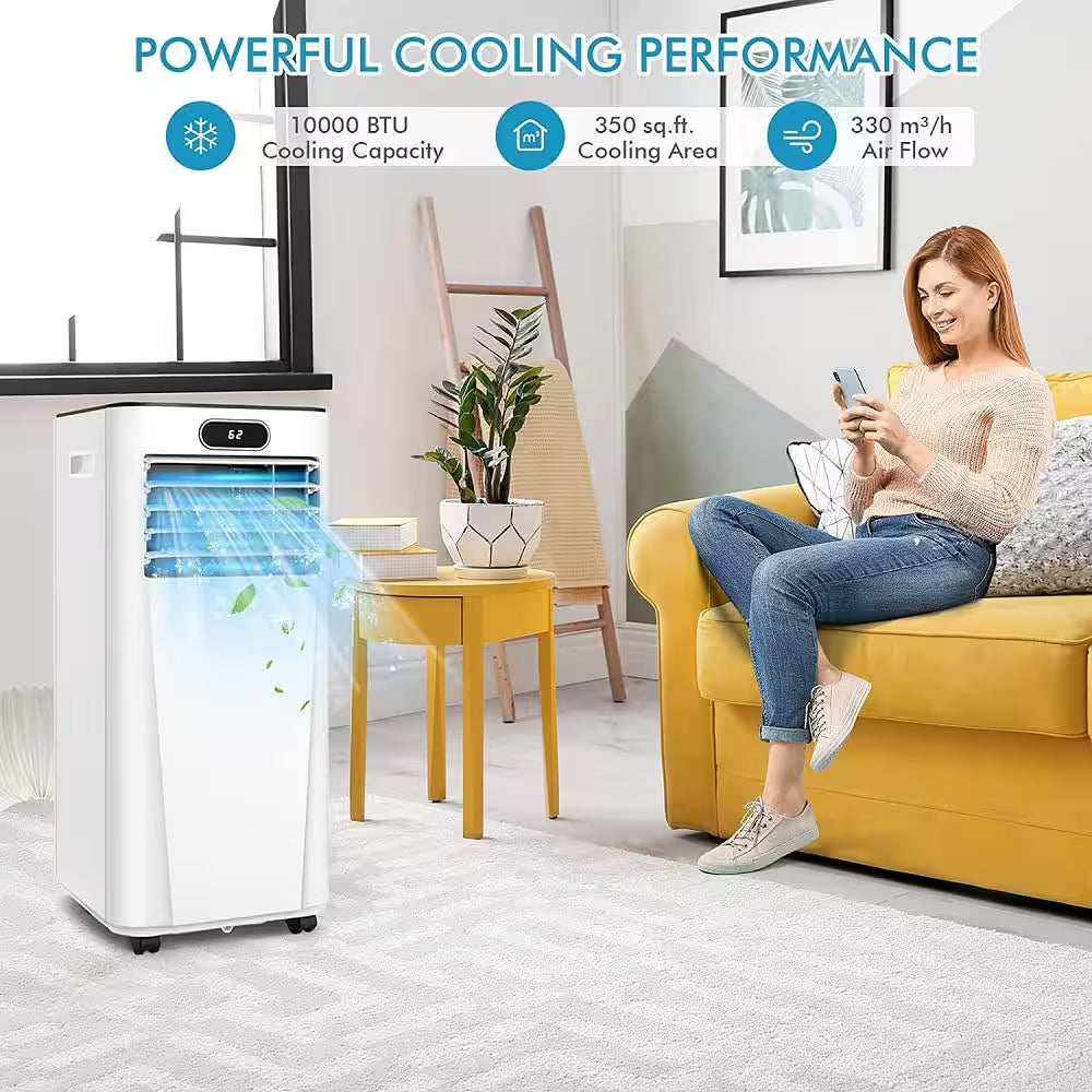7,000 (DOE) BTU Portable Air Conditioner Cools 350 Sq. Ft. with Humidifier and Remote Control in White