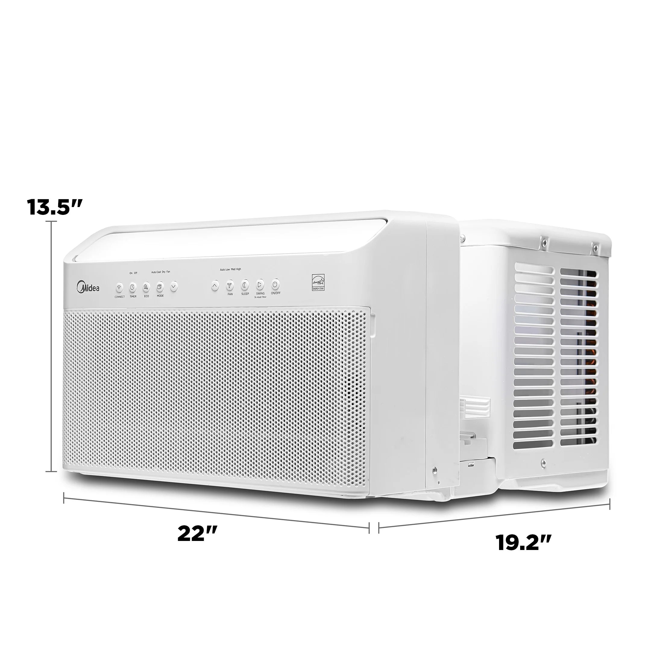 12,000 BTU Smart Inverter U-Shaped Window Air Conditioner, Energy Efficient Quiet AC Unit, Wi-Fi Enabled – White
