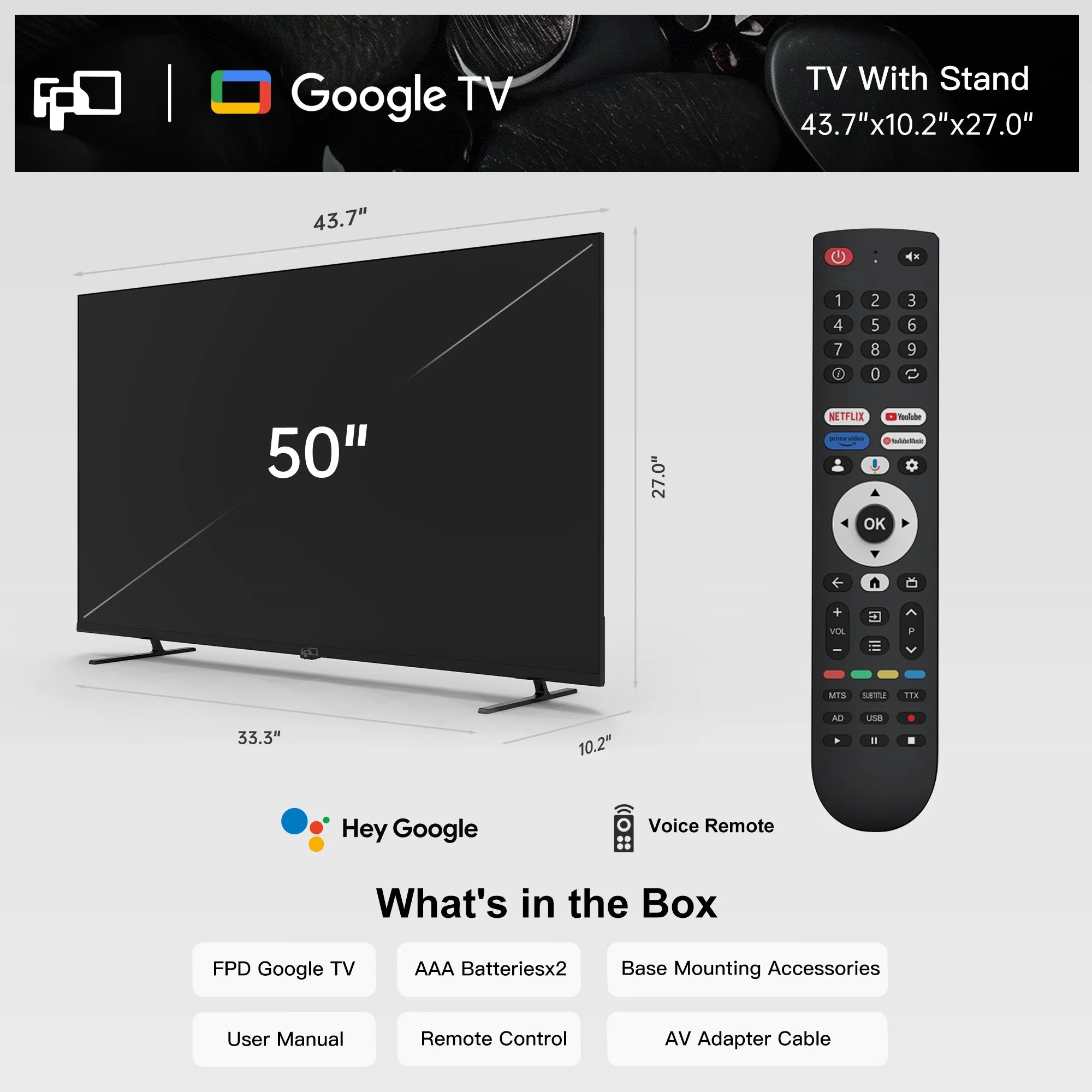 50” 4K UHD HDR Smart Google TV