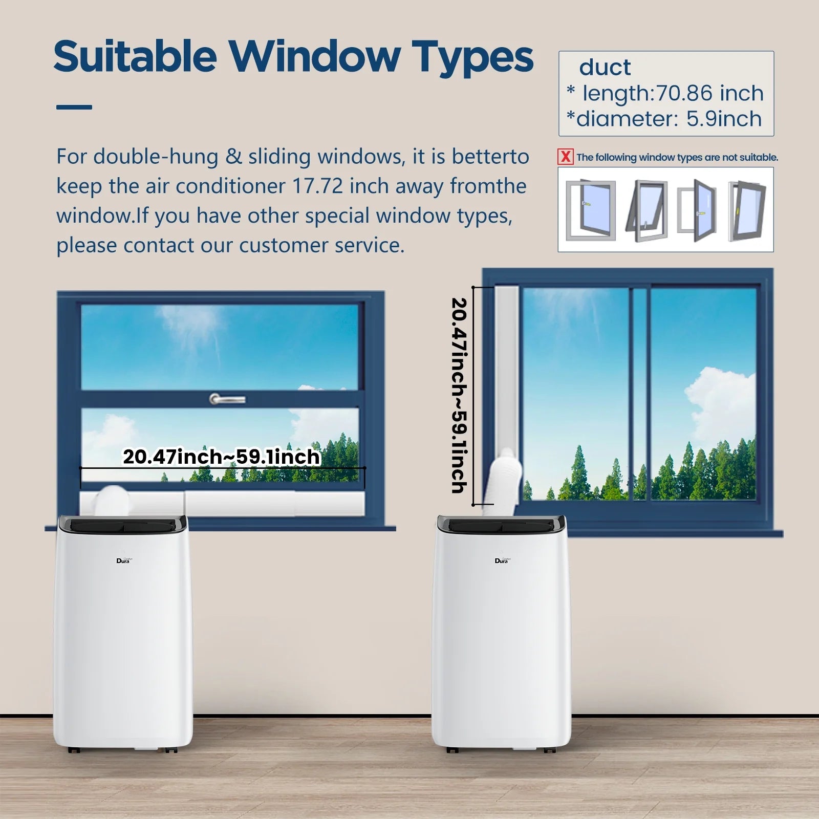 Portable Air Conditioners Unit 10200BTU(14000 BTU ASHRAE), Dehumidifier, Cooling, Fan, Remote Control, 450 Sq. Ft