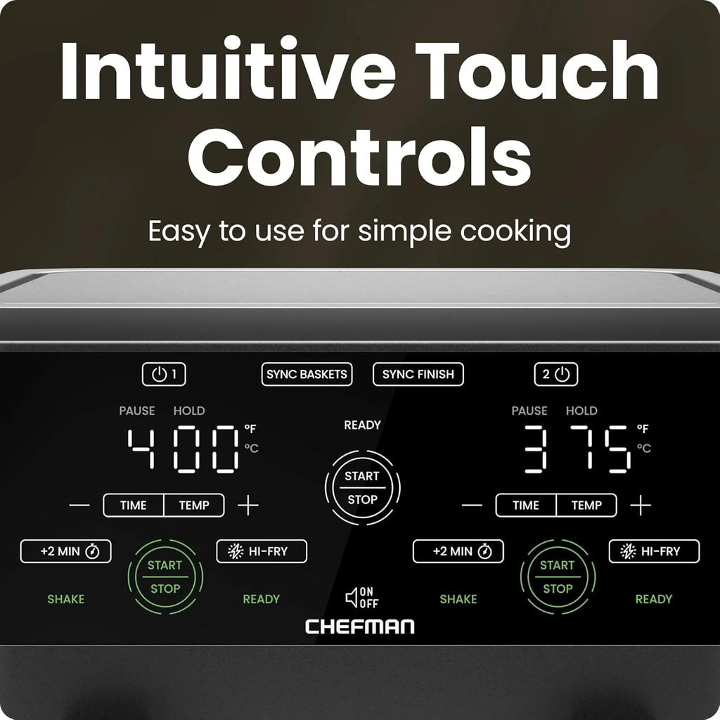 Dual Basket Digital Air Fryer W/ Easy View Windows, 2 Independent 3 Qt Baskets - Black