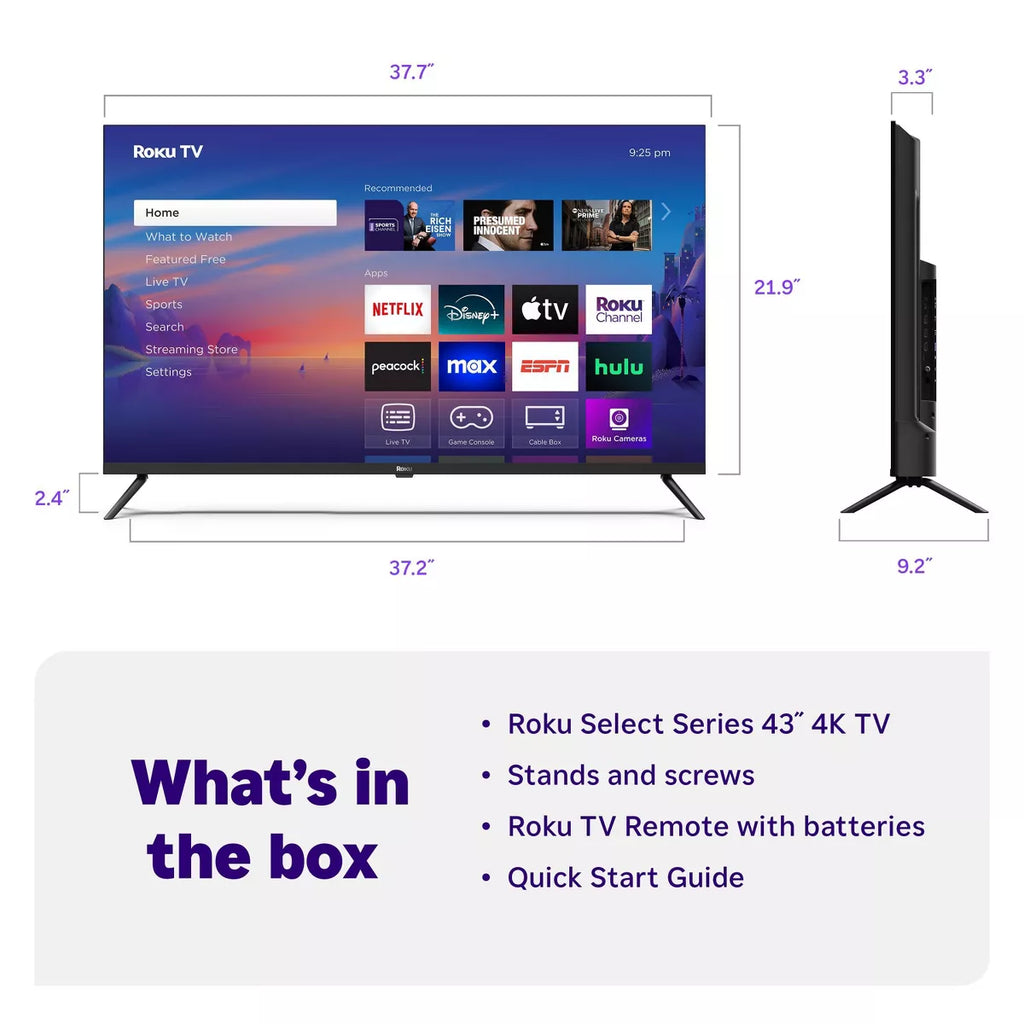 Roku 43" Select Series 4K HDR Smart Roku TV with Roku TV Remote