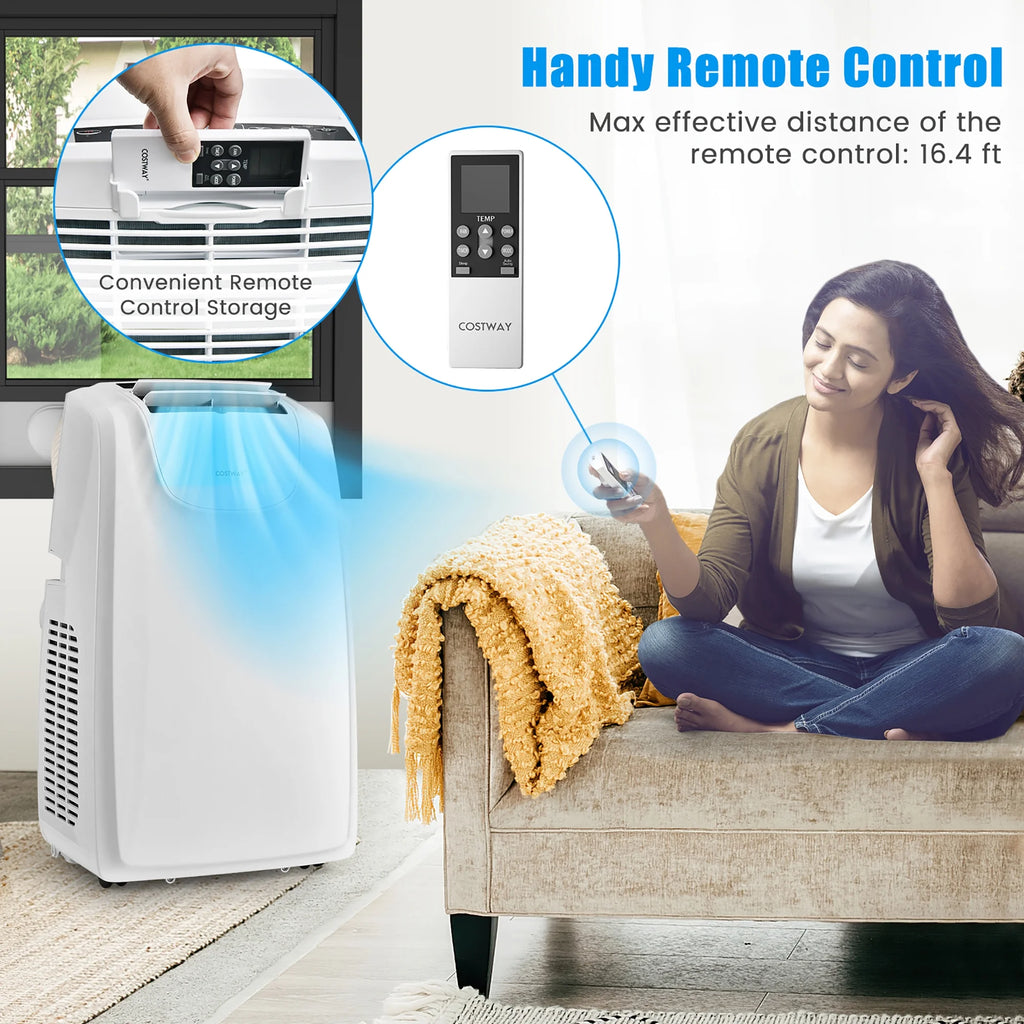 8000 BTU (11,500 BTU ASHRAE) Dual Hose Portable Air Conditioner 3-In-1 AC Unit W/ Remote Control