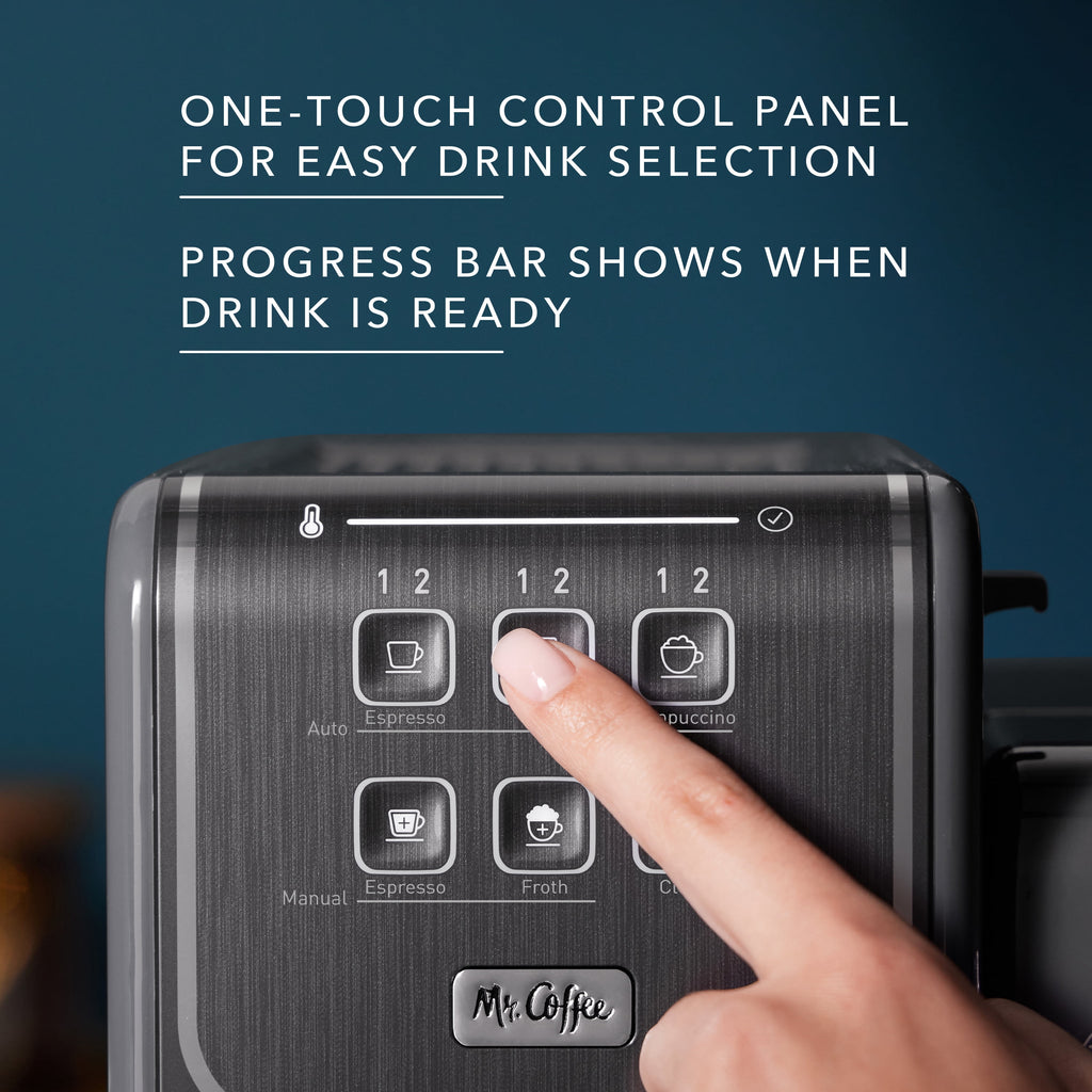 New One-Touch Coffeehouse Espresso, Cappuccino, and Latte Maker, Grey