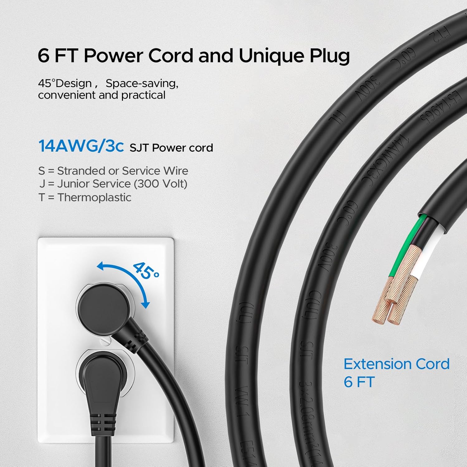 CRST 2 Pack 8 Outlet Metal Heavy Duty Power Strip  2100J Surge Protector 15A 1875W Mountable Wide Spaced Power Bar 6FT Flat Plug Extension Cord