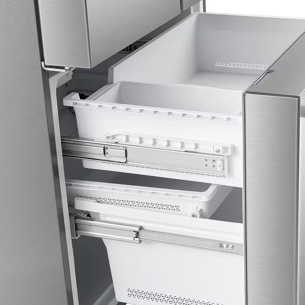 22.4 Cu. Ft. 3-Door French Door Refrigerator with Water Dispenser and Ice Maker in Stainless Steel, Counter Depth