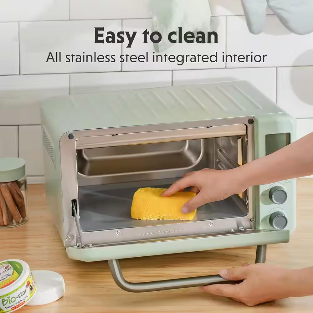 12.5 Qt Mini Digital Toaster Oven 1600W No Preheat Needed Small Toaster Oven (Cozy Greenish)