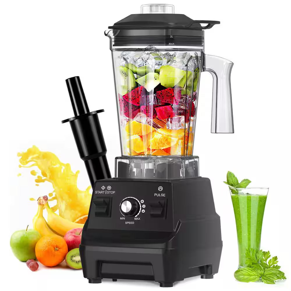 60 Oz. 3-Speed Black 1800W Blender with Durable Stainless Steel Blades for Shakes and Smoothies, Nuts, Ice and Fruits