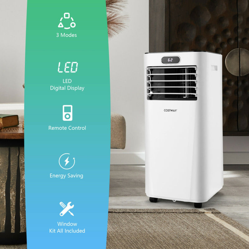 8000 Btu(Ashrae) 3-In-1 Portable Air Conditioner with Remote Control