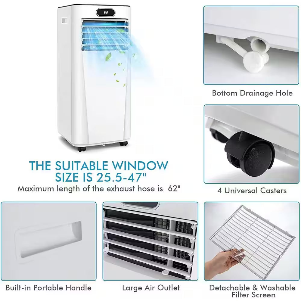 7,000 (DOE) BTU Portable Air Conditioner Cools 350 Sq. Ft. with Humidifier and Remote Control in White