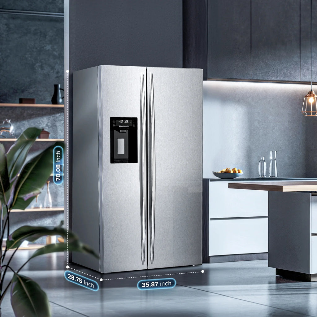 21 Cu.Ft. 36" Depth French Door Refrigerator with Ice & Water Dispenser, Auto Defrost, Gray Stainless Steel