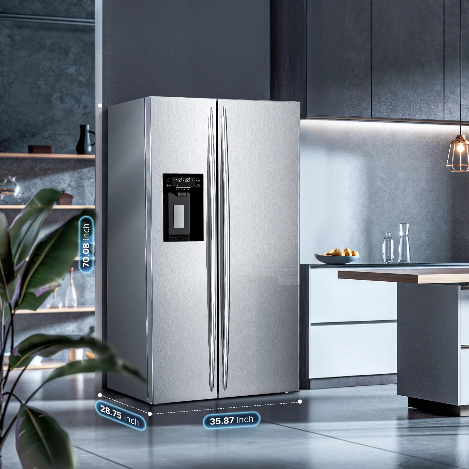 21 Cu.Ft. 36" Depth French Door Refrigerator with Ice & Water Dispenser, Auto Defrost, Gray Stainless Steel