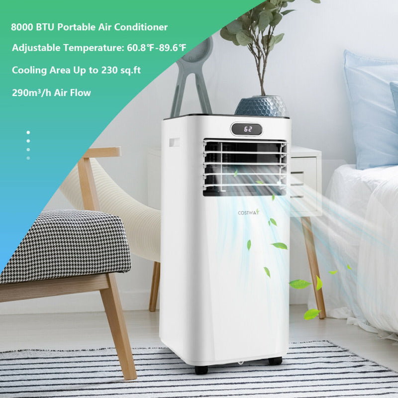 8000 Btu(Ashrae) 3-In-1 Portable Air Conditioner with Remote Control