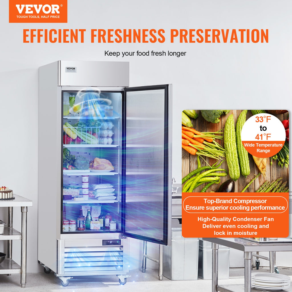 VEVOR Commercial Refrigerator 19.32 Cu.Ft Reach in Upright Refrigerator 1 Door