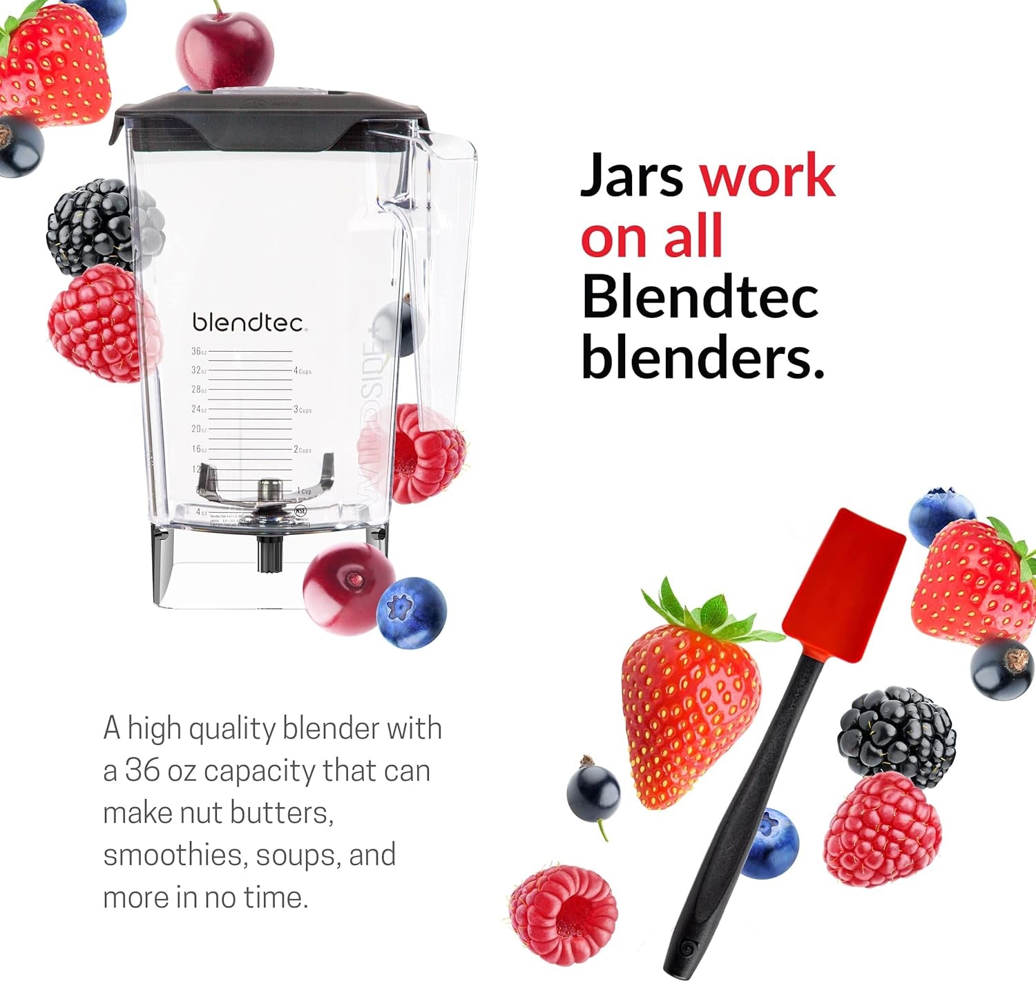 Classic 575 Blender - Wildside+ Jar and Spoonula Spatula BUNDLE - Professional-Grade Power - Self-Cleaning - 4 Pre-Programmed Cycles - 5-Speeds - Black