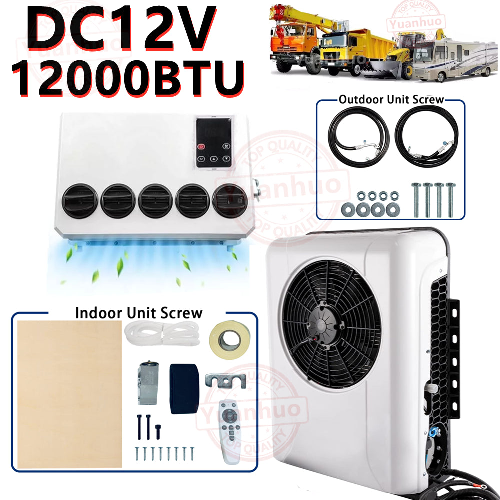 12V 12000BTU Truck Cab Air Conditioner Split AC Fits Semi Trucks Bus RV Caravan