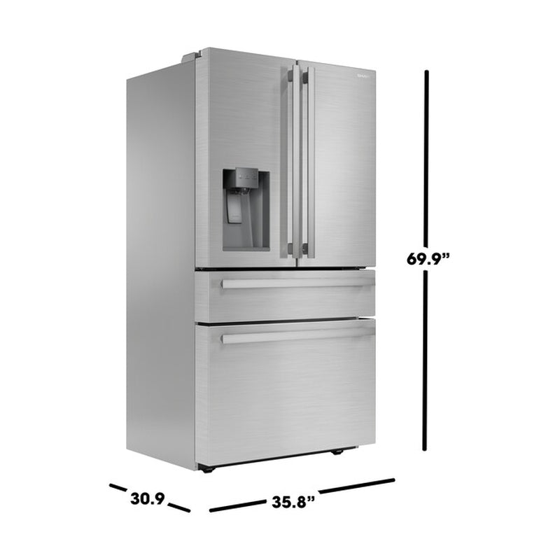 Counter-Depth 21.6-Cu Ft 4 -Door 36-In Wide French Door Refrigerator with Ice Maker with Water and Ice Dispenser ( Stainless Steel ) ENERGY STAR Certified