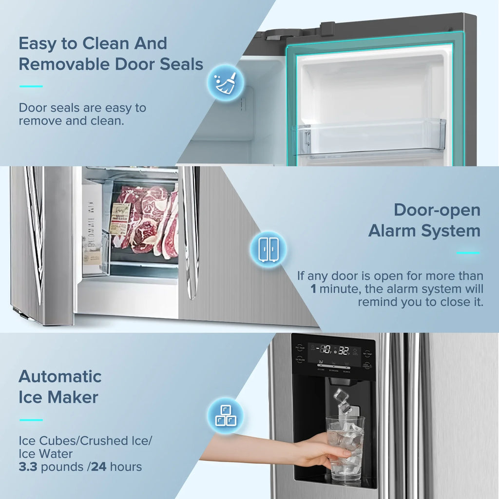 21 Cu.Ft. 36" Depth French Door Refrigerator with Ice & Water Dispenser, Auto Defrost, Gray Stainless Steel